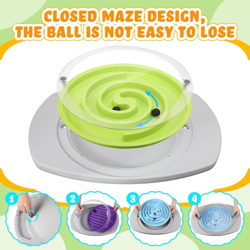 PullCrease Balance Board for Kids, 20 Inch Maze Rocking Seesaw with 2 Balls, 3 Replacement Labyrinth Boards, Plastic Toddler Wobble Board Rocker for Sensory Training, Non-slip Pedals, Max Load 130 Lbs - Image 4